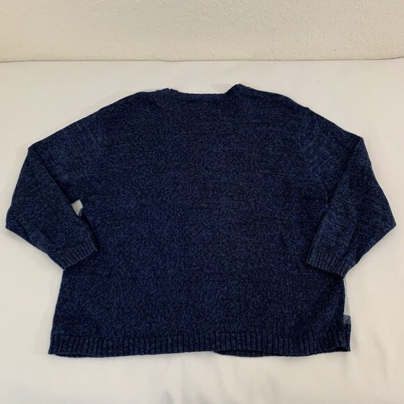 VTG Tiara Christmas Cardigan Sweater 2X Navy Crochet Knit Grandma Holiday Snow - Picture 2 of 10